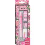 Serve Deep Doğa Serisi Çiçek Desenli 0.7 mm Versatil Kalem Seti – Şeker Pembe (Kalem + 48’li 2B Min + Silgi)