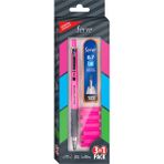 Serve Steps Fosforlu Kalem Set 0.7 mm Pembe 3'lü