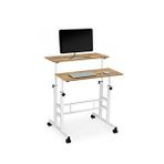 Servet Yükseklik Ayarlı Bilgisayar/laptop Ve Çalışma Masası - Çam Beyaz 80x60 (tekerli) Oval Kenar
