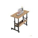 Servetavcı Çalışma Masası Yükseklik Ayarlı Dikiş Makinesi Sehpası - Atlantik Çam (Frenli Tekerli) 80X40 Oval Kenar