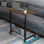 servetavcı Kitaplıklı ve Yükseklik Ayarlı Laptop Sehpası ve Çalışma Masası - Ceviz (Tekerli) - 70 x 40 cm