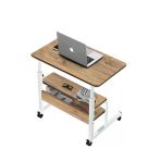 Servetavcı Laptop Sehpası Yükseklik Ayarlı Ve Çift Raflı Laptop Sehpası Ve Çalışma Masası - Atlantik Çam Beyaz (Tekerli) 70X40