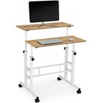 servetavcı Yükseklik Ayarlı Bilgisayar/Laptop Ve Çalışma Masası - Çam Beyaz 80 x 60 cm (Tekerli) Oval Kenar - 80x60 - Atlantik Çam - Beyaz