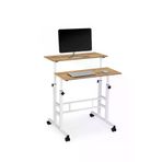 Servetavcı Yükseklik Ayarlı Bilgisayar/Laptop Ve Çalışma Masası - Çam Beyaz 80X60 (Tekerli) Oval Kenar