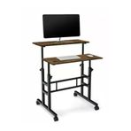Servetavcı Yükseklik Ayarlı Bilgisayar/Laptop Ve Çalışma Masası - Ceviz 70X60 (Tekerli) Oval Kenar