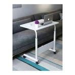Servetavcı Yükseklik Ayarlı Laptop Sehpası Ve Çalışma Masası - Beyaz (Tekerli) Oval Kenar - 70X40