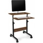 servetavcı Yükseklik Ayarlı Laptop Sehpası ve Çalışma Masası - Ceviz (Tekerli) - 60 x 60 cm