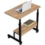 servetavcı Yükseklik Ayarlı Raflı Laptop Sehpası ve Çalışma Masası - Atlantik Çam (Tekerli) 70X40 Oval Kenar