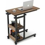 servetavcı Yükseklik Ayarlı Raflı Laptop Sehpası ve Çalışma Masası - Ceviz (Tekerli) - 70 x 40 cm