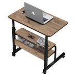 servetavcı Yükseklik Ayarlı ve Çift Raflı Laptop Sehpası ve Çalışma Masası - Ceviz (Tekerli) 70 x 40 cm - Açık Ceviz