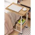 servetavcı Yükseklik Ayarlı ve Raflı Laptop ve Servis Sehpası - Atlantik Çam Beyaz (Tekerli) 60X40 - 60 x 40 cm