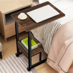 servetavcı Yükseklik Ayarlı ve Raflı Laptop ve Servis Sehpası - Ceviz (Tekerli) 60x40 - 60 x 40 cm