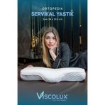 Servikal Boyun Destekli Ortopedik Yastık - Boyun Düzleşmesi Visco Yastık Pembe 56x34x10,5, Pembe