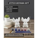 Seryas Design 6,5 cm Stitch Boyama Seti Sevgiliye Hediye Çiftlere Özel Biblo - Beyaz