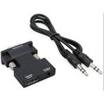 Ses Destekli Hdmi To Vga Monitör Çevirici Dönüştürücü Adaptör Siyah