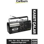 Ses Kayıt Özellikli Anten Retro Şık Taşınabilir Aux Bluetooth USB Sd Fm Radyo Nostaljik Kaset Çalar