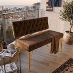 Sesta Sırtlı Bank, Gold Metal Ayak - Kahverengi