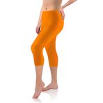 Sesto Senso Kadın Tayt Uzunluğu 3/4 Viskon Kızlar Renkli Pantolon Spor Fitness Yoga, Mango, M