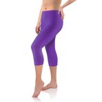 Sesto Senso Kadın Tayt Uzunluğu 3/4 Viskon Kızlar Renkli Pantolon Spor Fitness Yoga, mor, L