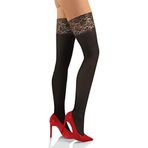 Sesto Senso Kadın Uzun Çorap 50 Denye Mikrofiber Opak Seksi Dantelli Üst, Grafit - Fumo, M-L
