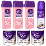 Sesu 3x100 ml Roll-On Ağda Hassas Cilt İçin + 3x10 m Ağda Bezi + 150 ml Bakım Yağı Seti
