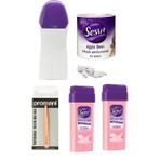 Sesu Ilık Ağda Roll-On Kartuş Ağda Pudralı 2 Adet Ağda Makinesi Isıtıcısı Ağda Bezi ve Cımbız