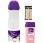 Sesu Roll-On Kartuş Ağda Ağda Makinesi Isıtıcısı Ağda Bezi Hassas Cilt Set ve Cımbız Hediyeli