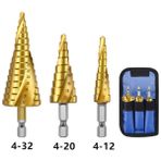 Set 2 Altıgen 3 Adet/takım 4-12MM 4-20MM Hss Düz Spiral Oluk Adım Matkap Ucu Titanyum Kaplamalı Ahşap Metal Delik Kesici Çekirdek Delme Araçları (Yurt Dışından) - Renkli
