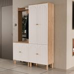 Set 5080-5084 Rapsody Sol Aynalı 6 Kapaklı (Membran) 7 Askılı Bohem Portmanto Sepet-Beyaz
