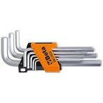 Set Alyan Anahtarı 96/LCSC8 Tip Lang düz pişirme ve planlama için en iyi ile uzun rot vida. Tasarım krom. Uni 6753 – DIN 911 – ISO 2936. Ölçüler: mm 2 – 2,5 – 3 – 4 – 5 – 6 – 8 – 10