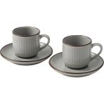 Set Çizgili Seramik Fincan Takımı | Mat Kahverengi Beyaz Rustik Espresso & Türk Kahvesi Fincanı