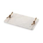 Setabıanca Evza Dıkdotgen Mermer Tepsı Beyaz Bronz 25*40*4Cm