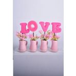 SETABIANCA Garden Mini Saksi Love Pembe 27x5x19 cm 4Lü
