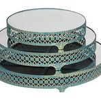 setabianca Seta Jardinyer Tek Yuvarlak Turkuaz Çiçek 3Lü Set 35,29.5,23