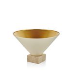setabianca Seta Textured Dark Konik Kaideli Traverten Saksı Gold Krem Küçük 44 Cm