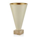 setabianca Seta Textured Dark Konik Kaideli Traverten Saksı Krem Gold Büyük