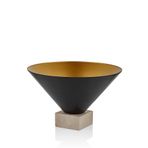 Setabianca Seta Textured Dark Konik Kaideli Traverten Saksı Siyah Gold Küçük 40 * 40 * 25 Cm