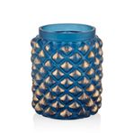 SETABIANCA STCV-408 Vetro Gold Eskitmeli Lacivert Vazo Büyük, 15x19cm