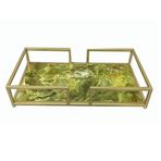 SETABIANCA STJY-07-B Stone Metal Dikdörtgen Tepsi Yeşil 40x23x8cm