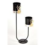 SETABIANCA STMS-1254 2Li Altın Çiçekli Gümüş Taban Mumluk 34cm