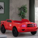 Setay 100X190 cm Kırmızı Mobilya Arabalı Jeep Süperlüx Ledli Arabalı Yatak