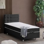 Setay Almada 100x200 cm Antrasit Tek Kişilik Baza Başlık Letto Yatak Seti