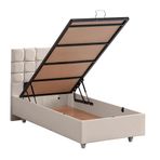 Setay Almada 120x200 cm Krem Tek Kişilik Baza Başlık Letto Yatak Seti
