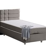 Setay Almada 90x200 cm Gri Tek Kişilik Baza Başlık Letto Yatak Seti