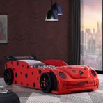Setay Arabalı Yatak, Ladybird Rüzgarlıklı Ledli Arabalı Yatak Karyolası - 90 x 190 cm - Kırmızı