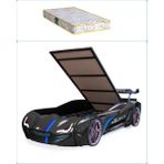 Setay Arabalı Yatak, Mercedes Full Ledli Rüzgarlıklı Bazalı Arabalı Yatak - Siyah + 1 Adet Comfort Yatak - 0