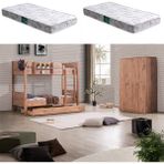 Setay Asya Yavrulu Ranza 3 Kapaklı Dolap + 2 Adet Comfort Yatak - 90 x 190 cm - Ceviz
