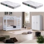 Setay Asya Yavrulu Ranza 3 Kapaklı Dolap, Beyaz + 2 Adet Comfort Yatak - 90 x 190 cm