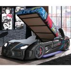 Setay Audi Kapıları Açılabilen Full Ledli Koltuklu Bazalı Arabalı Yatak, Siyah - 90 x 190 cm