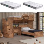Setay Aura Ranza Karyola Masa + 2 Comfort Yatak, Aura Genç/çocuk Odası Takımı - 90 x 200 cm - Koyu Ceviz